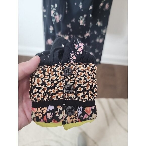 Free People Womens Black Floral Puff Sleeve Boho Cottagecore Peasant Top Small - Picture 6 of 9